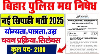 Bihar Police Excise Constable Recruitment 2025-मद्य निषेध सिपाही भर्ती को लेकर नया नोटिस जारी 2180 पदों पर जल्द होगा भर्ती?